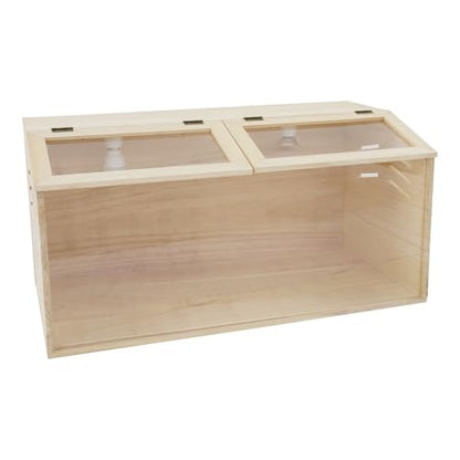 Quail Brooder Box, Soild Wood Brooder Box, Intelligent Breeding Boxes with Automatic Water Feeder Thermometer & Hygrometer Complete Set for Chicks Quail Birds Small Reptile Animals