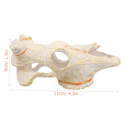Abaodam Resin Reptile Shelter Bull Skull Ornament for Aquariums and Home Decor Natural Hide Cave for Reptiles Turtles and Fish Tanks Lifelike Skull Design for Pet Environments