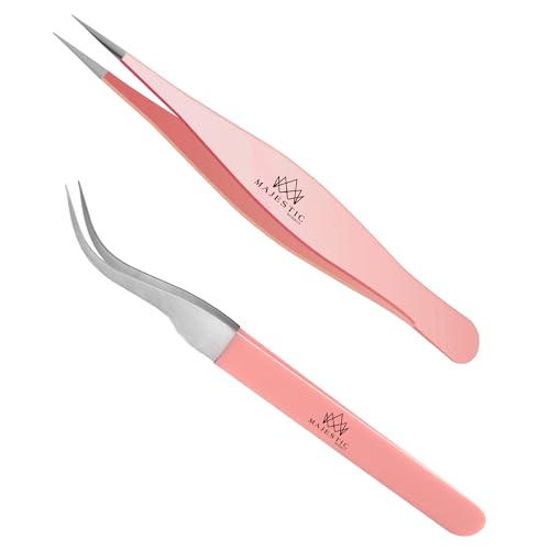 Surgical Tweezers for Ingrown Hair - Precision Sharp Needle Nose Pointed Tweezers for Splinters, Ticks & Glass Removal - Best for Eyebrow Hair, Facial Hair Removal (Light Pink) - color: Light Pink