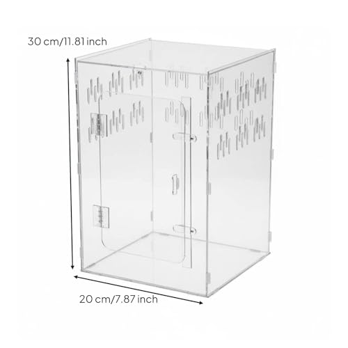 Acrylic Habitat Clear Observation Reptile Cage Secure Closure Multiple Ventilation Holes Suitable for Pet Feeding Home Display, Double Door Small - style: Double Door Small
