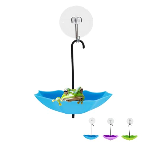 3 Pack Plastic Umbrella Decorations with Suction Cups, Frog Habitat Platform, Reptile Decorations for Terrarium, Frog Tank Accessories, Terrarium Decor for Tree Frog, African Dwarf Frog, Toad