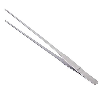 Stainless Steel Polished Extra-Long 10.6 inch Tongs Tweezers with Precision Serrated Tips for Garden, Kitchen, Indoor & Outdoor - size: 10.6 inch Straight (1 PCS)