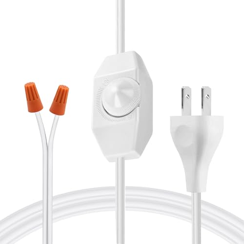 [UL Listed] White Extension Cord with Rotary Dimmer Switch, 6 Feet Lamp Cord Compatible with Low Voltage Dimmable LED, Halogen & Incandescent Bulbs, UL Listed, 120V 150W Max - color: White Dimmer DIY Kit