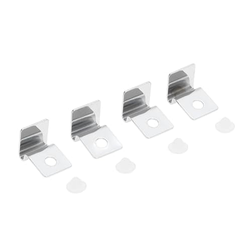 4 Pcs Aquarium Lid Clips, 5mm Aquarium Cover Support Clamps, Aquarium Cover Holder Lid, Stainless Steel Aquarium Tank Cover Clamps Set, Silver Tone