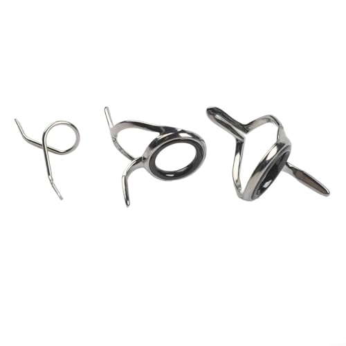 Fly Fishing Rod Guides Set with Stainless Steel Rings Tip Top Hook Keeper Stripper Snake Guides for Fly Rod Building Repair Kit Silver 11 Pcs