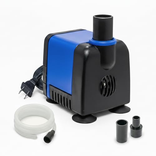 Aqua Dream 130 GPH Submersible Pump - 6.5W Adjustable Ultra Quiet Water Pump for Aquariums and Fountains, 2.9ft Max Lift, Indoor/Outdoor Hydroponic Fish Tank Pump - 2 Pcs - color: Blue; 2 Pc, size: 130 GPH