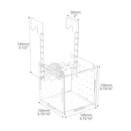 QWORK Acrylic Fish Breeding Isolation Box - Transparent Aquarium Incubator for Small Fishes Shrimp Clownfish Guppy, 3.9-inch