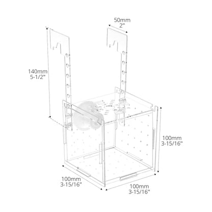 QWORK Acrylic Fish Breeding Isolation Box - Transparent Aquarium Incubator for Small Fishes Shrimp Clownfish Guppy, 3.9-inch