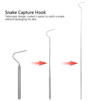 Snake Capture Hook, Stainless Steel Extensible Telescopic Snake Catcher Capture Hook Snake Reptile Catcher(68cm)