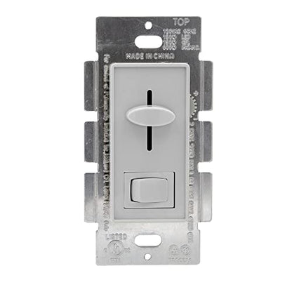 Maxxima LED Dimmer Electrical Light Switch, Gray, 3-Way/Single Pole Use | 600 Watt Max, LED and Incandescent Compatible, Wall Plate Cover Included - color: Gray