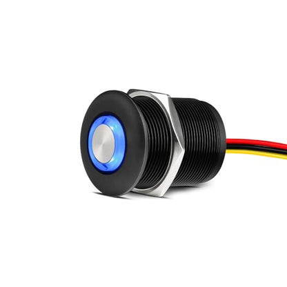 12 Volt Light Dimmer RV Boat High-Side PWM Dimming Switch, 7/8" Mounting Hole w/Blue Backlight for LED Strip Light 12V LED Halogen Incandescent, All-Aluminum Shell, Rated 6A (Black) - color: Black