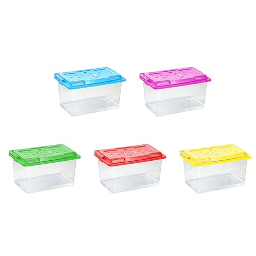 Portable Reptiles Keeper Tanks with Removable Lid and Feeding Port Enclosure Ventilated Design Clear Reptiless Habitat Portable Reptiless Breeding Box Geckoss Terrarium with Ventilation - size: 18x11x11cm