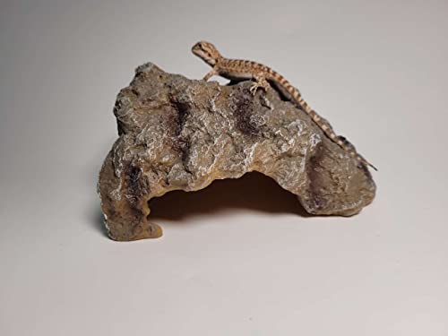 Reptile Simulation Rock Hideouts Cave Amphibian Hides Resin Habitat Decor Shelter for Gecko Leopard Lizards Toad Turtle (Small),grey