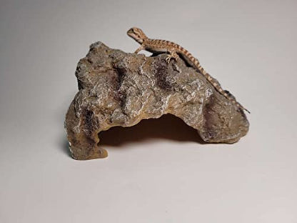 Reptile Simulation Rock Hideouts Cave Amphibian Hides Resin Habitat Decor Shelter for Gecko Leopard Lizards Toad Turtle (Small),grey