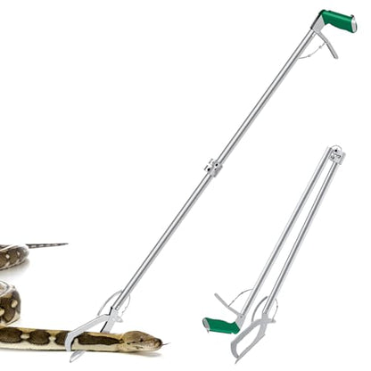 60" Snake Tongs Collapsible Grabber, Professional Reptile Snake Catcher Wide Jaw Handling Tool, Stainless Steel Snake Hook - size: 60 inch