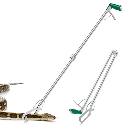 78“ Snake Tongs Collapsible Grabber, Professional Reptile Snake Catcher Wide Jaw Handling Tool, Stainless Steel Snake Hook - size: 78 inch
