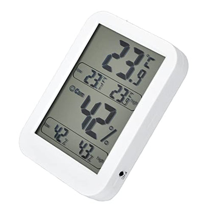 Digital Thermometer Hygrometer Accurate Real Time Monitoring for Reptiles and Greenhouse, ABS White Large LCD Display Temp Humidity Meter