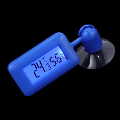 Digital Reptile Thermometer with Suction Cup 360° Rotatable Mini Hygrometer for Bearded Dragon and Leopard Gecko Terrarium Temperature and Humidity Monitoring, Night Light Blue