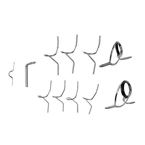 11 Pieces Fly Fishing Rod Guide Set Building Wrapping 9FT 4-6WT Hard Snake Guide Tip Hook DIY Eye Rings Different Size