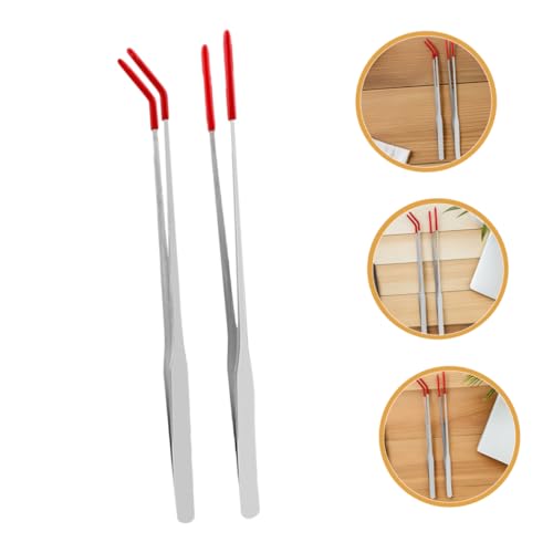 2pcs Straight Curved Tongs for Flexible Handling Safe Distance Feeding for Lizards Snakes and Aquarium Plants