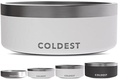 Coldest Dog Bowl - Anti Rust Metal, Non Slip, 3 Layers Insulated Stainless Steel Dog Bowls - Spill Proof & Heavy Duty - Water Bowl for Dogs, Cats & Pets, Dish Washer Safe (64 oz, Epic White) - color: Epic White, size: 64 oz