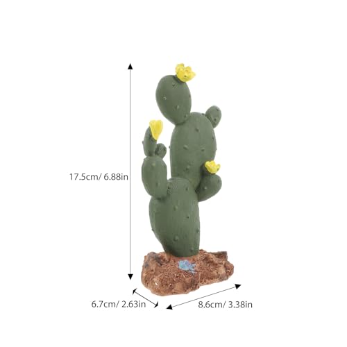 Artificial Resin Cactus Terrarium Plant Decoration for Reptile Tank, Desert Habitat Decor for Tortoise Lizard Gecko, Plastic Desert Landscape Accessory