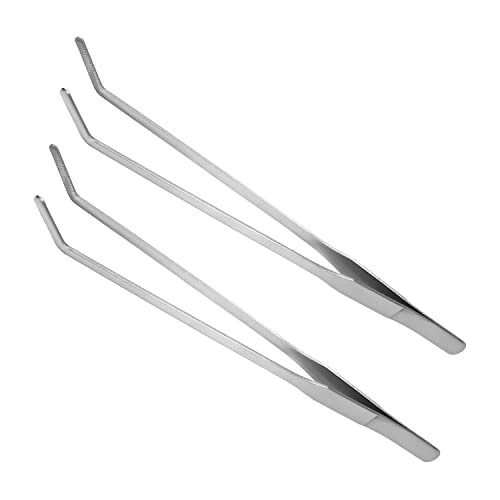 Utoolmart Aquarium Plant Tweezer, Stainless Steel Curved Tweezer, Aquarium Tweezers Extra Long 27cm, for Fish Tank Plant Aquascape Tools, Feeding Tongs, 2 Pcs - color: 2pcs, size: 27cm Curved