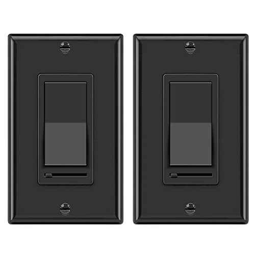 BESTTEN 2 Pack Dimmer Wall Light Switch, Single Pole or 3-Way LED Slide Dimmer Switch, Compatible with Dimmable LED, Incandescent, Halogen and CFL Bulbs, Wallplate Included, UL Listed, Gloss Black - color: Black