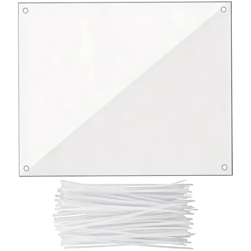 12 Pcs Clear Plastic Cage Guard Panels, 10 x 8.2 in Pet Habitat Siding, Splatter Guard Fence Dividers with 100 Zip Ties for Rabbit Cages, Guinea Pig Enclosures, Small Animal Habitat