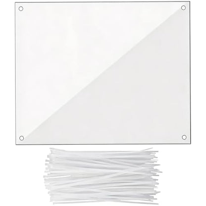 12 Pcs Clear Plastic Cage Guard Panels, 10 x 8.2 in Pet Habitat Siding, Splatter Guard Fence Dividers with 100 Zip Ties for Rabbit Cages, Guinea Pig Enclosures, Small Animal Habitat
