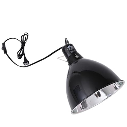 Reptile Light Fixture 8.5 Inch Deep Dome Lampshade, Reptile Heat Lamp Fixture with Separate Switches Fit for UVB Bulb Basking Heat Bulb for Reptile Glass Terrariums - size: 8.5