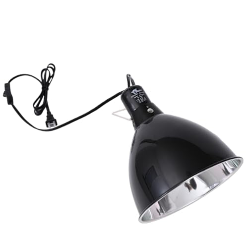 Reptile Light Fixture 8.5 Inch Deep Dome Lampshade, Reptile Heat Lamp Fixture with Separate Switches Fit for UVB Bulb Basking Heat Bulb for Reptile Glass Terrariums - size: 8.5