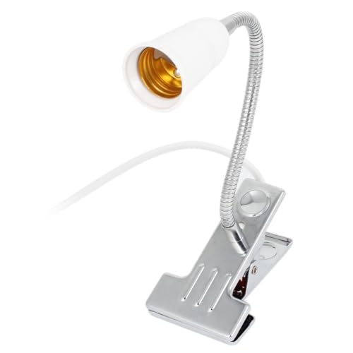 US Plug Flexible Aluminum Wire Neck Clip Lamp Holder with ON/Off Switch, Adjustable Light Stand Clamp Lamp Fixture for Reptiles Desk Lamp Grow Aquarium Light (Pack of 1) - style: Pack of 1