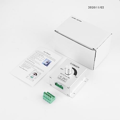 SUPERNIGHT 12V Dimmer Switch, Dimmer Knob Aluminium Case DC12V-24V 8A Single Channel Knob Dimmer Controller for LED Strip Bulb Lamp Light 5050 3528 5630 Single Color LED Strips
