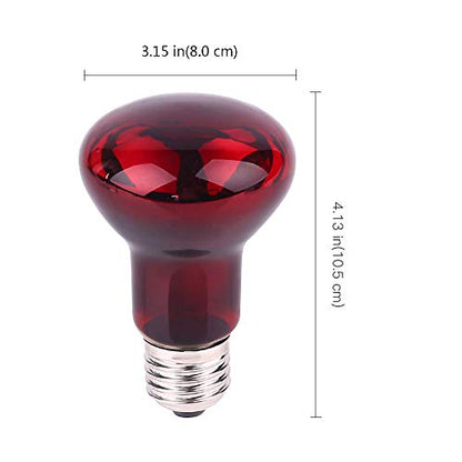 100W Infrared Heat Lamp Bulb E26 Base Red Basking Spot Light for Reptile Terrarium, Non-Disruptive Night Heater for Bearded Dragons Snake Turtle and Amphibian 2 Pack