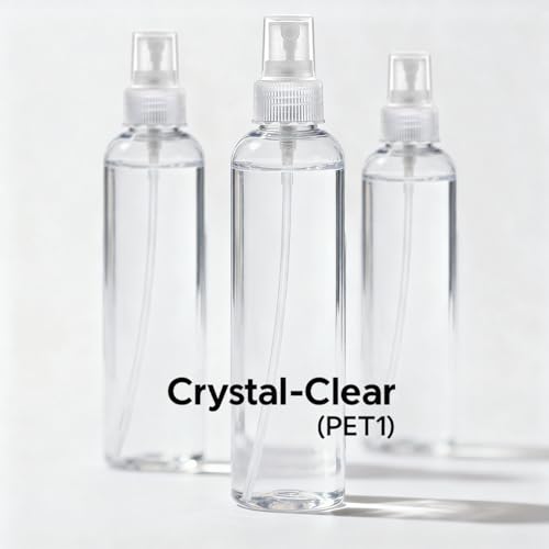 Bar5F Clear Plastic Spray Bottles – 8.5 oz / 250 ml (3-Pack) Refillable Water Spray Bottle Set | Fine Mist Spritzer for Hair, Plants & Beauty Use – Empty Reusable BPA-Free Plastic Bottles Made in USA