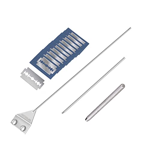 HOTOOLME Aquarium Scraper, 25.6" Stainless Steel Scraper Cleaning Razor with 10 Blades for Glass Aquarium Fish Tank | Glass Aquarium Cleaning 65cm Long Handle