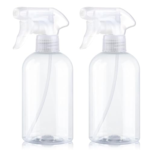 Spray Bottles 2Pack 10oz Plastic Squirt Bottles Empty Water Spray Bottle | Mist Stream BPA-free Refillable Sprayer Container Adjustable Nozzle for Watering Plants, Pet Training, Kitchen Cleaning - color: Transparent