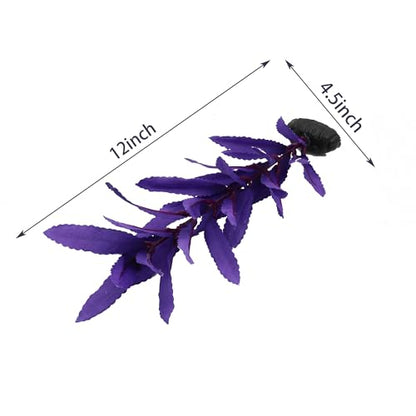2-Pack 12 Inch Aquarium Silk Aquarium Plants, Artificial Plastic Plant | For Small Tank, Goldfish, Fish Hides, Purple - color: Purple