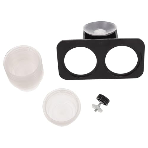 PRETYZOOM Reptile Feeder with Cup Double Feeding Bowl Suction Cup Stable Lizard Food Water Basin for Geckos and Tree Climbing Pets Terrarium Supplies