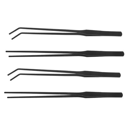 Kisangel 4pcs Stainless Steel Tweezers Set: Long Handle Fish Tank Planting Tools - Curved And Straight Tongs For Aquatic Plants Reptile Feeding Maintenance