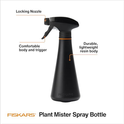 Fiskars Plant Mister Spray Bottle for Indoor Plants, Gentle & Fine Water Mist for Evenly Hydrating Orchids & Ferns, 10 oz Lightweight Recycled Plastic, Ergonomic Trigger with Locking Nozzle, Black - size: Mister
