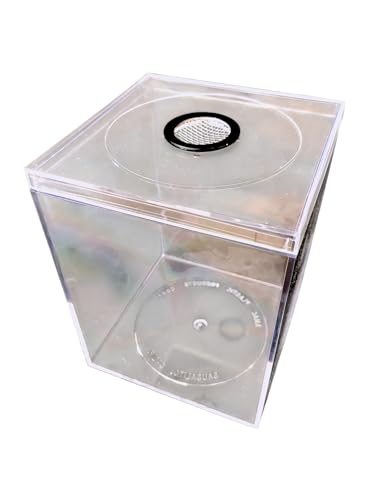 4″ Ventilated Acrylic Vivarium Terrarium Enclosure Clear Cubic Bug Habitat for Spiders, Isopods, Insects, Reptiles (Black Vent) - color: Black