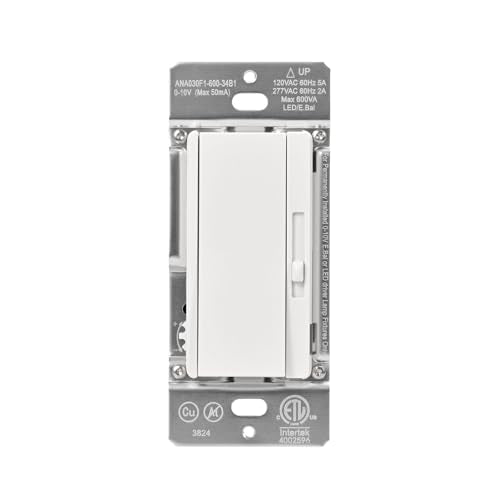 0-10V LED Dimmer Switch for 0-10V Dimmable LED Lights, Single-Pole or 3-Way, Wallplate Included, ETL Listed