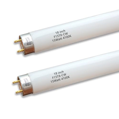 Flyercatch 18 INCH 2Pack F15W-T8-CW Cool White 15 Watt Fluorescent Bulb,18 inch F15T8/CW 4100K Linear Light,T8 Tube for Under Cabinet, Kitchen Sink RV (18'' MOL)