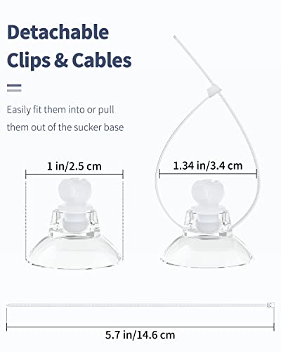 Pawfly 20 Pack Aquarium Suction Cups with Clips and Adjustable Zip Ties Cables Fish Tank Tools for Binding Moss Holding Airline Tubing Decorations Shrimp Nests and Reptile Hammocks - size: 20 Pack