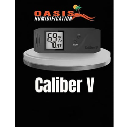 Oasis Caliber V Digital Hygrometer and Thermometer - Slim Hygrometer & Thermometer w/Digital Humidity Sensor Gauge for Precise Readings - Temperature & Humidity Sensor - Black - 4" W x 1" H