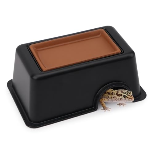 Hypeety Reptile Hide Box, Small Animal Hideaway, Hides with Texture Help Peeling, for Snakes, Lizards, Leopard Gecko with Basin
