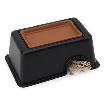 Hypeety Reptile Hide Box, Small Animal Hideaway, Hides with Texture Help Peeling, for Snakes, Lizards, Leopard Gecko with Basin