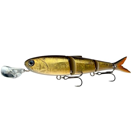 Headbanger Spitfire Topwater Fishing Lure (4-1/2" & 6-1/2") – Hybrid Wakebait & Propbait for Bass, Pike & Musky – Hard Body Swimbait with Action Lip & VMC Hooks - color: Golden Shiner, size: 6-1/2"